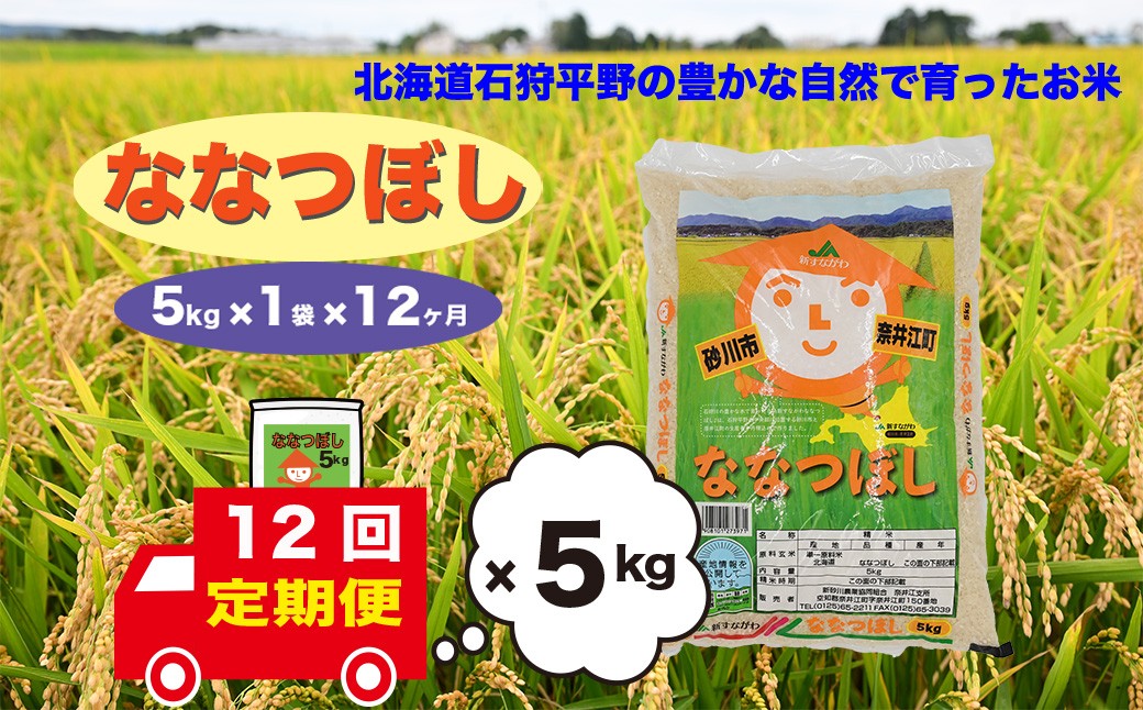 
                  【定期便12回】北海道奈井江町　ななつぼし　5kg
                