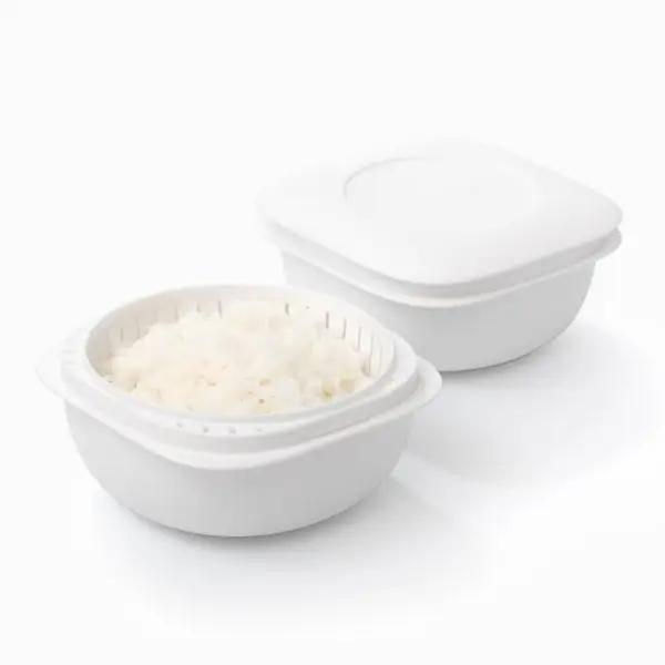 蒸気であたためる冷凍ごはん容器　2個組【4色から好きなカラーを選べる】 クリア / 奈良県 葛城市 容器 プラスチック ライクイット 冷凍ご飯 ザル型【like090-2】