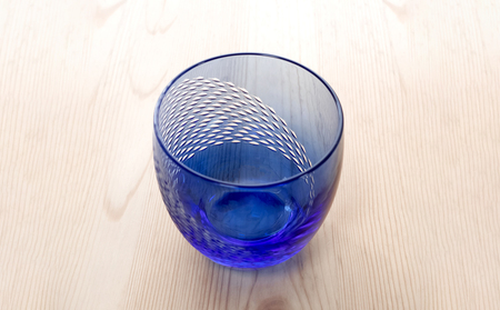 浅草切子 aquatic「回遊展開 丸オールド青藍」_0012-080-T07