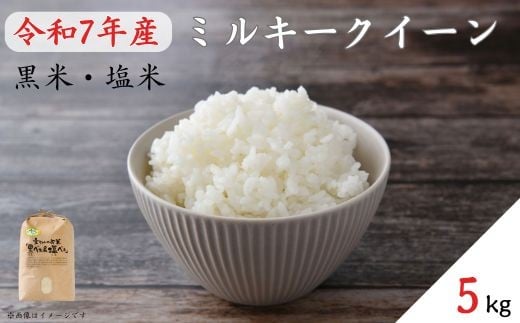 
            《 令和7年産 ・予約受付》黒米・塩米（ミルキークイーン）約5kg ／ 米 お米 こめ コメ 精米 白米 新米 令和7年 ミルキークイーン 5kg 産地直送
          