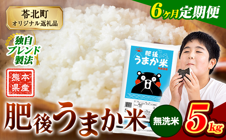 【6ヶ月定期便】米 熊本県産 肥後うまか米 5kg 熊本県産 ふるさと納税 無洗米 精米 こめ ふるさとのうぜい コメ お米 おこめ ブレンド米《お申込み翌月から出荷》---reihoku_loc_592_mo6---
