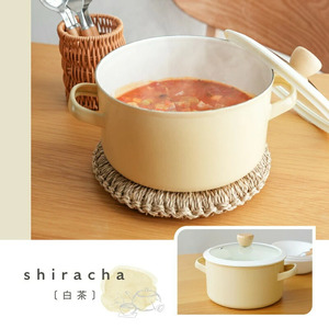 ホーロー両手鍋 18cm　【白茶】（エクリュ） rise010