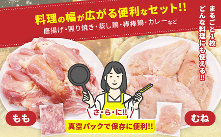 宮崎県産 若鶏 もも むね セット 合計4kg 肉 鶏肉 とり 鳥 国産 真空パック おすすめ 人気 詰め合わせ おかず お弁当 唐揚げ 照り焼き 蒸し鶏 チキンサラダ 棒棒鶏 ギフト 贈り物 贈答 