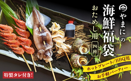 やまにの海鮮福袋 お試し（お手軽パーティ/ホットプレートやBBQ用）特製タレ付き！【魚介類 海鮮 福袋 冷凍 詰め合わせ アウトドア キャンプ】 [A-4359]