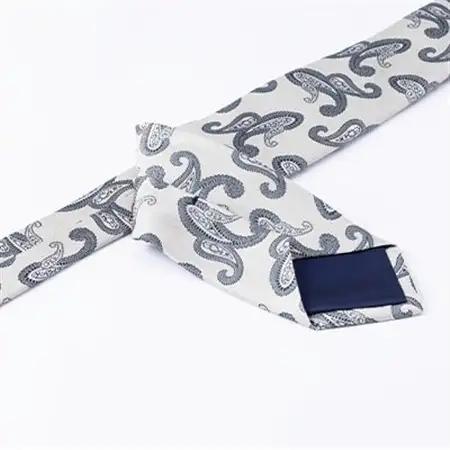 クラバットユキジ製　国産シルクネクタイ・ペイズリーベージュ_装飾品・工芸品  服飾小物 _【1441416】