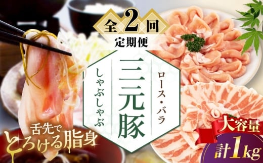 【全2回定期便】平田牧場 しゃぶしゃぶ セット 1kg  (ロース・バラ)  ※だし・昆布ナシ 《喜茂別町》【平田牧場】 肉 豚肉 ロース バラ ロース肉 バラ肉 しゃぶしゃぶ 鍋 定期便 [AJAP180] 36000 36000円