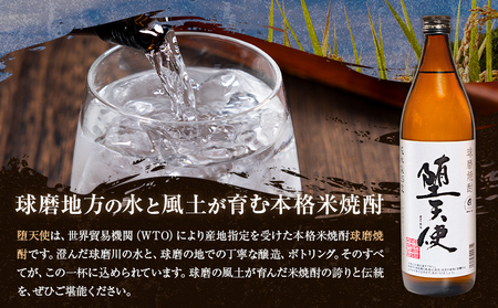 球磨焼酎 堕天使 25度 900ml 4本《30日以内に出荷予定(土日祝除く)》 熊本県 球磨郡 山江村 本格米焼酎 米焼酎 球磨焼酎 国産 熊本県産 国産米使用 焼酎 酒 お酒 5合瓶