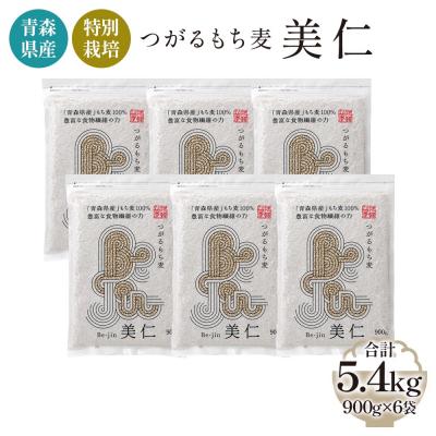 ふるさと納税 つがる市 青森産 特別栽培 つがるもち麦 美仁 900g×6袋 [0347]