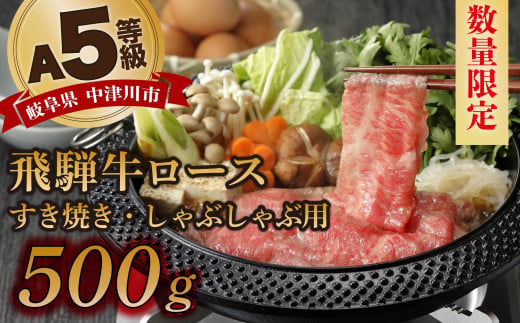 
                  【数量限定！チルド（冷蔵）発送！】「飛騨牛」A5等級ロース 500g すき焼き しゃぶしゃぶ F4N-1241
                