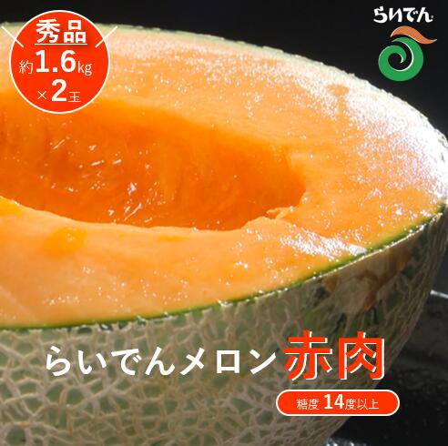 【ふるさと納税】【 2026年発送 先行予約 】メロン 北海道 共和町産 らいでんメロン 赤肉 2玉 セット フルーツ 果物 産地直送 JAきょうわ 果実 赤肉メロン 　お届け予定：2026年8月下旬〜9月上旬まで