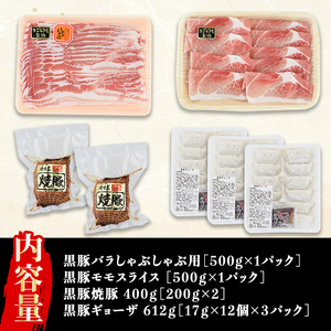 5617-1 鹿児島黒豚800g（モモ・バラ）＋黒豚焼豚＋黒豚餃子 KN038-006 国産 黒豚 豚肉 スライス しゃぶしゃぶ 鍋 焼き豚 チャーシュー 叉焼 ギョーザ 和田養豚 ふるさと納税 鹿児