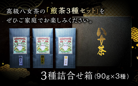 八女茶 煎茶 極・煎茶 誉・宝の翠 100g 3種詰合せ箱＜株式会社くしだ企画＞那珂川市 お茶 緑茶 茶葉 22000 22000円 [GZL003]
