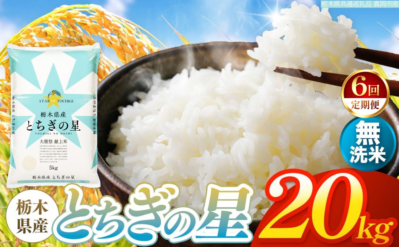 【令和8年産 新米】 【定期便6回】栃木県産 お米 とちぎの星　（無洗米） 10kg 【2026年秋以降発送】 |  栃木県 矢板市 【栃木県共通返礼品 真岡市産】 【定期便6回】無洗米 20kg |