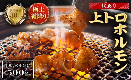 【訳あり】 極上 霜降り 上トロホルモン 500g 秘伝のタレ付き 簡易包装 | 訳あり 訳アリ 国産 上トロホルモン 霜降り ホルモン 冷凍 真空パック 家庭用 ホルモンうどん　八島丹山 京都 舞鶴