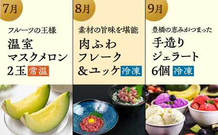【肉コース】穂の国の恵み どうまい 定期便 全12回 Aコース 肉 ( 餃子 むき えび うなぎ おでん 鴨鍋 かも鍋 うなぎ メロン ジェラート フローズンヨーグルト ) ご当地 人気 名産品 頒布