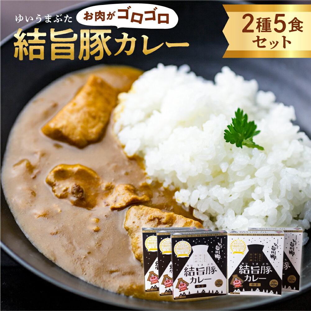 【ふるさと納税】白川郷 結旨豚カレー 5食セット 中辛 レトルト カレー 豚肉 ポークカレー ご当地カレー もも肉 バラ肉 食べ比べ セット ゆいうまぶた ブランド豚 吉野ジーピーファーム 国産豚 白川村 10000円 1万円 [S417]