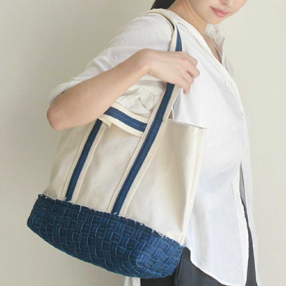 【ふるさと納税】[beltloop]キャンバストートバッグ M 1点 トートバッグ デニム素材 インディゴ かばん カバン 鞄 普段使い PCバッグ 日本製 ユニセックス 男女兼用 男性 女性 メンズ レディース 岡山県 倉敷市 送料無料