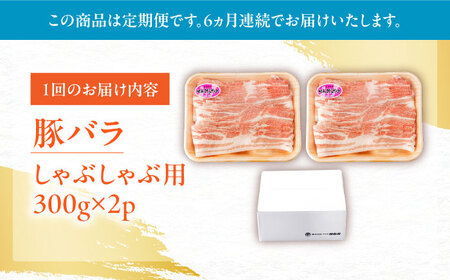【6回定期便】肥前さくらポーク バラ肉 しゃぶしゃぶ用 総計3.6kg【一ノ瀬畜産】[NAC608]
