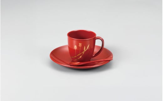 越前漆器★伝統の洗練された美しさ『チューリップ珈琲カップ ＆ソーサ』[C-00810a]