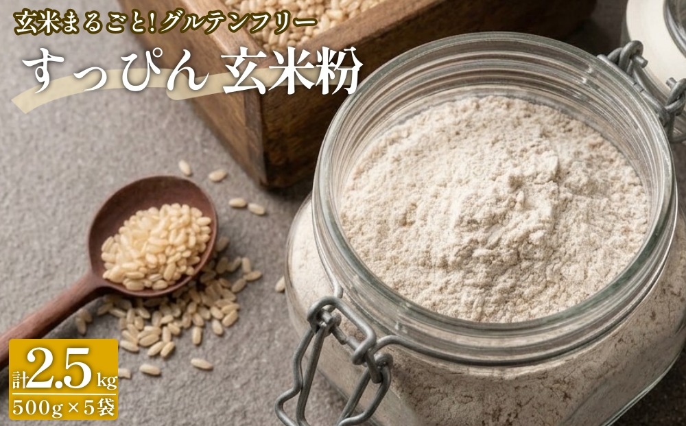
                  玄米まるごと! すっぴん 玄米粉 500g 5袋 米粉 グルテンフリー
                