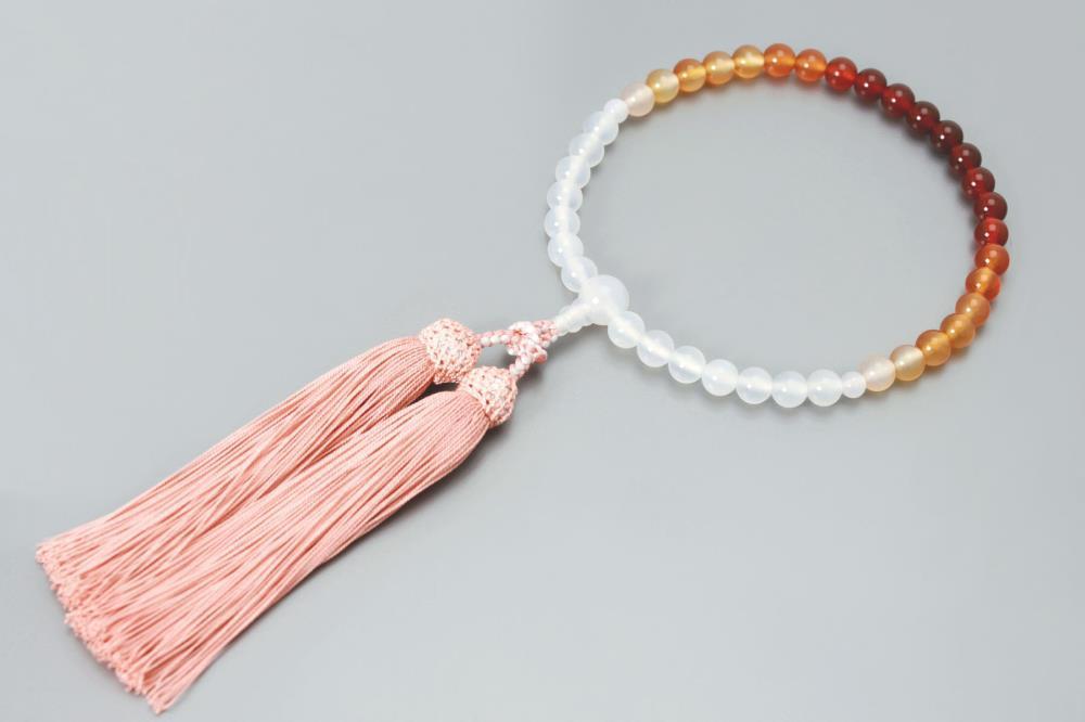 【京念珠】数珠 メノウ 7mm玉 正絹松風頭房〈数珠袋付き〉｜土屋念珠店 女性用 レディース 念珠 略式 3756［ 京都 念珠 珠数 京念珠 仏具 人気 おすすめ お取り寄せ 通販 送料無料 ふるさと納税 ］ 261009_B-FR73