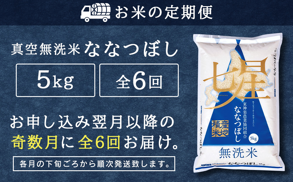 令和7年産 【お米の定期便】《奇数月お届け》ななつぼし 5kg 《無洗米》全6回
