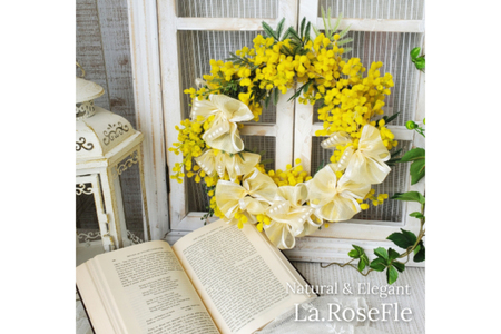 フラワーリース ミモザ リース 1個 [La.Rose Fleur 山形県 高畠町 tk06ayt140026]