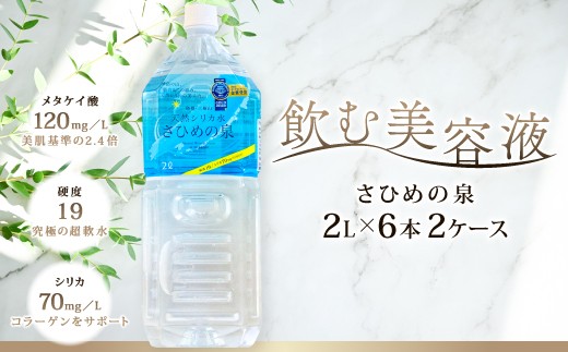 ナチュラルミネラルウォーター「さひめの泉」2L×6本×2箱【水・ミネラルウォーター 2000ml 水 2L 12本 天然水 ミネラルウォーター 軟水 シリカ水 シリカ ペットボトル】