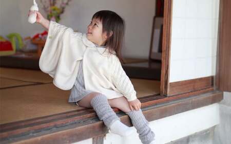 【ナチュラル】衿付き ケープ CO-Ｗ80 【60営業日程度で発送】|オーガニックコットン ニット 赤ちゃん 0歳～2歳 ベビー ベビー服 日本製