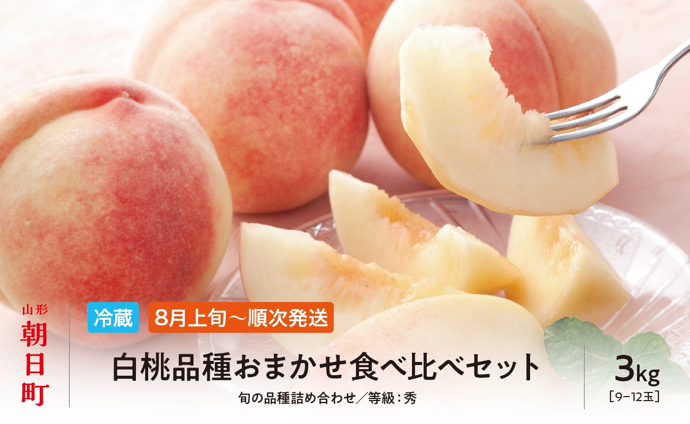 
            白桃 秀品 3kg 9～12玉程度 【8月上旬～9月上旬発送】 品種おまかせ 山形県 朝日町産 フルーツ 山形産 桃 もも モモ ピーチ 果物 夏
          