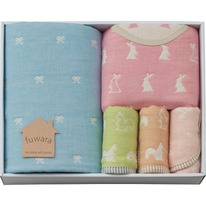 ふわら　ガーゼケット・スリーパー・スタイ・ハンカチセット_化粧箱入：ピンク【G0610】_1493600