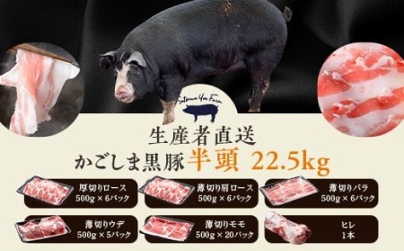 KSR-306-t 【5回定期便】かごしま黒豚半頭 約22.5kg 生産者直送 薩摩八重ファーム 工房みかく亭