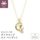 【ふるさと納税】 ペンダント ネックレス ジュエリー レディース アクセサリー ダイヤモンド 計0.02ct K18 イエローゴールド 小豆チェーン 猫 デザイン ギフト プレゼント ジュエリーケース付 保証書付 k256-004