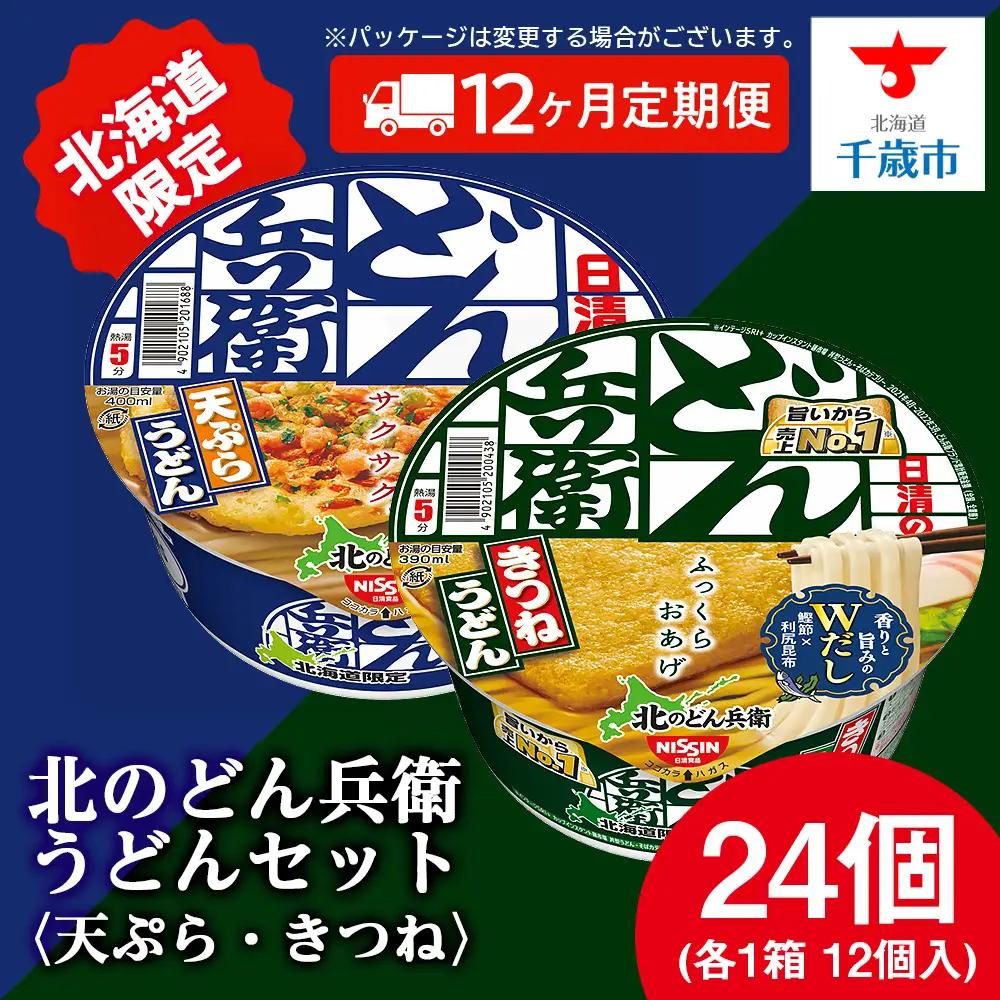 【9月30日受付終了】【定期便12カ月】日清 北のどん兵衛 うどんセット＜天ぷら・きつね＞各1箱・合計2箱