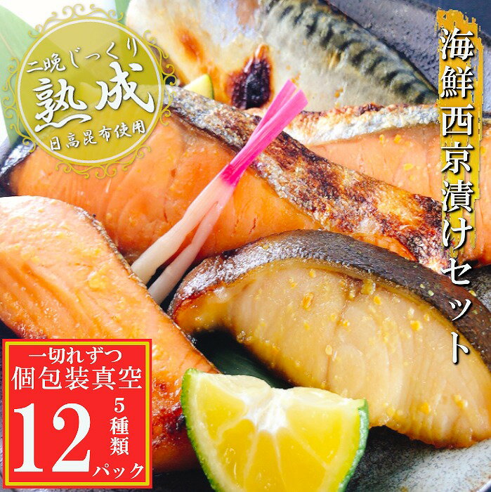 【ふるさと納税】【12月14日決済確定分まで年内配送】 海鮮西京漬けセット ( 5 種計 12P ) ( 個包装真空 ) 西京味噌 西京漬け サーモンハラミ 銀鮭 キングサーモン 銀だら さば サケ さけ 鮭 サバ 鯖 たら 鱈 魚 さかな サカナ グルメ 海鮮 北海道 根室市 A-09145