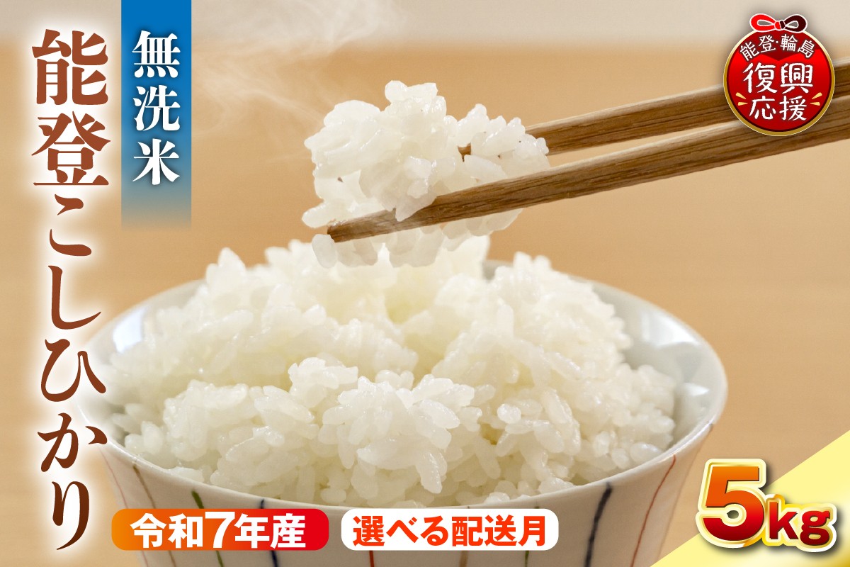 
            【選べる配送月】令和7年産　能登コシヒカリ5kg　無洗米　残留農薬ゼロ
          