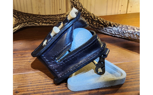 ゴルフボールケース　3個入り（ブラック）【本革 牛革 ゴルフ ゴルフボール ゴルフ用品 ゴルフボールケース ケース おしゃれ オリジナル レザー職人 手縫い フウネレザーファクトリー】 [BFAJ09