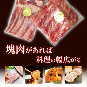 国産 四元豚 ロース バラ ブロック セット 真空パック 各 1kg 総量 2kg ／ ありすぽーく 豚 肉 豚肉 ブロック肉 塊肉 豚バラ 豚ロース １ｋｇ ２ｋｇ 真空 精肉 ローストポーク チャ