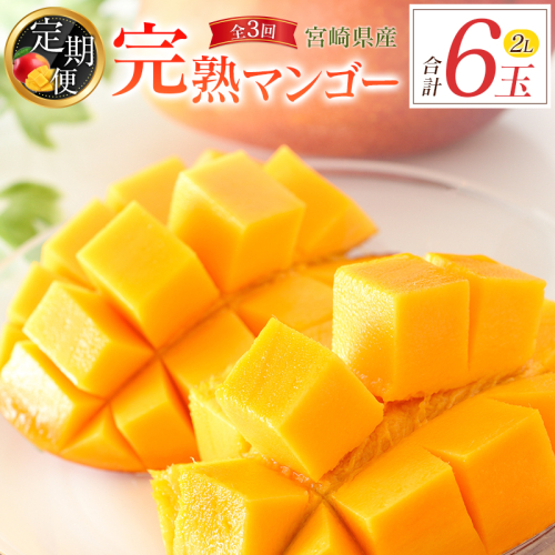 宮崎特産「完熟マンゴー2L×2玉」お届け定期便（全3回）計6玉 特産 国産 果物 フルーツ 旬 産地直送【E219-26】