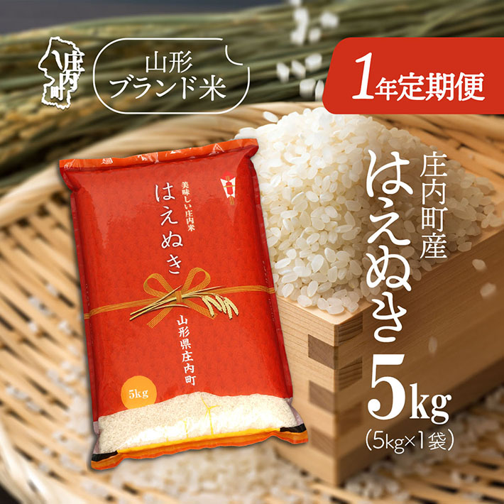 ＜11月中旬開始＞庄内米1年定期便！はえぬき 5kg（入金期限：2025.10.25）