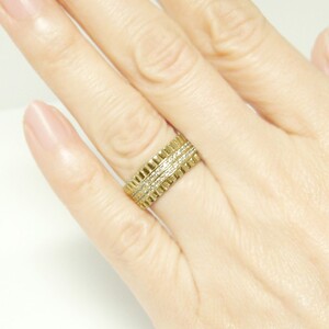 K18イエローゴールド 幅広ダイヤリング【34719-2】