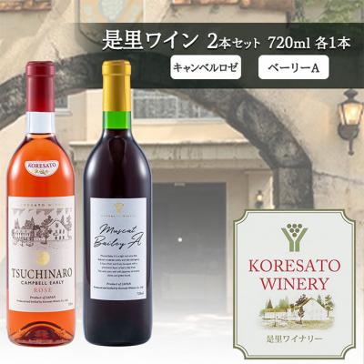 ふるさと納税 赤磐市 是里 ワイン 果実酒 キャンベルロゼ ベーリーA 720ml 各1本[NO5765-1256]