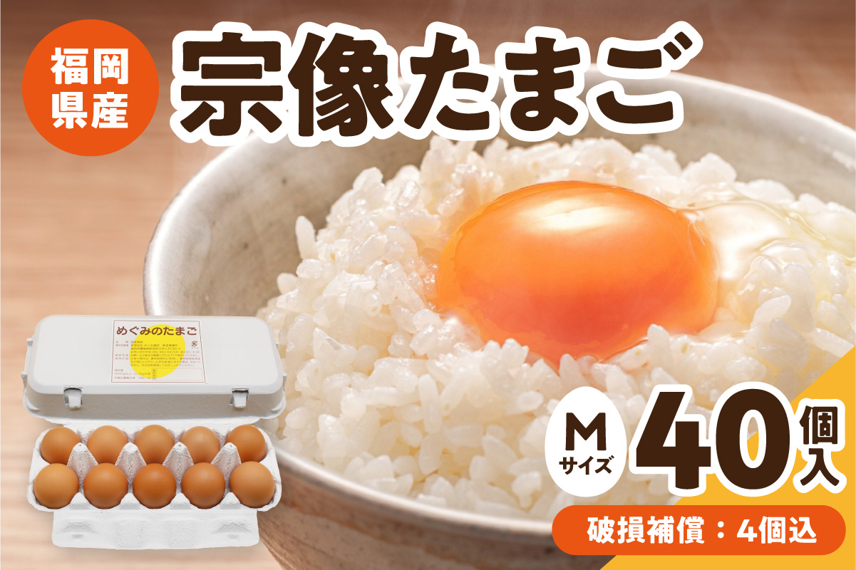 新鮮 赤卵「宗像たまご」Mサイズ 40個(36個＋補償4個)【JAほたるの里】_HA2098 たまご 卵 赤卵 Mサイズ 福岡県宗像市 宗像市 福岡 宗像