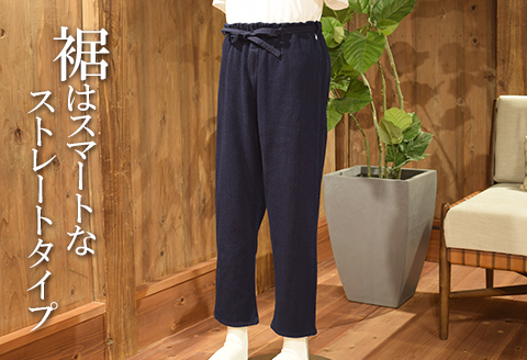 武州の藍染め 刺し子作務衣 Mサイズ 上下セット 作業着 室内着 さむえ ファッション 衣料 おしゃれ 服 シンプル ポケット付き ゴム 衣類 服 埼玉県 羽生市