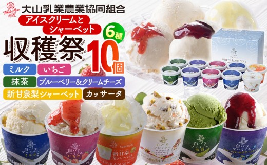 収穫祭10個入【シャーベット アイスクリーム 生乳 クリーム ミルク 抹茶 いちご ミックスフルーツ クリームチーズ チーズ 新甘泉 梨 ブルーベリー アイス おやつ セット商品 セット 大山 乳業 デザート 鳥取県 北栄町 おすすめ 人気】