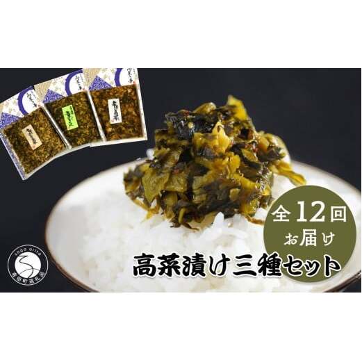 【12回定期便】高菜乃華 3個入りセット 高菜漬一筋-前田食品工業 辛子めんたい高菜 辛子高菜 葉がくれ ag004