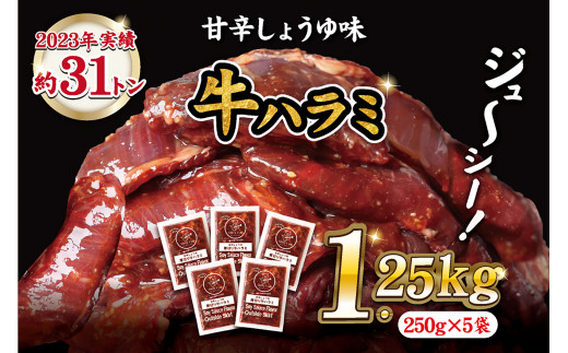 E234p 特製タレ漬け 牛ハラミ 約1.25kg (250g×5P) 小分け 冷凍【長崎 豊味館】牛肉 ハラミ はらみ 焼肉セット BBQセット 焼くだけ 簡単
