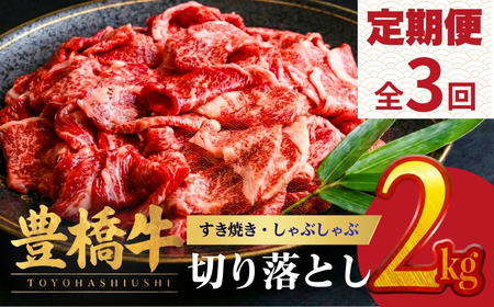 豊橋牛 定期便 3回 毎月お届け 2kg 牛肉｜ 定期便