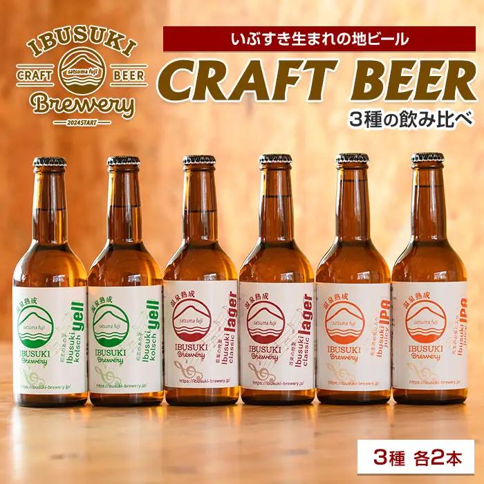 クラフトビール 3種 各2本 (いぶすきブルワリー/IB153-001) いぶすきジューシー IPA いぶすき クラシックラガー いぶすき ケルシュエール クラフトビール 詰め合わせ 瓶 ビール 飲み比べ セット ビールセット