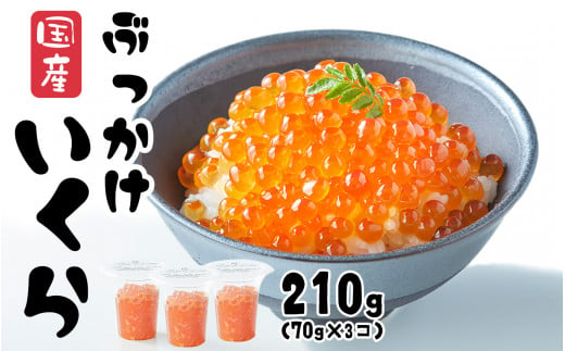 いくら 国産 210g ( 70g × 3個)  醤油漬け (鮭卵) 冷凍 最上級グレード 3特 【 天然 鮭いくら いくら醤油漬け 醬油漬け 冷凍いくら 便利 おせち お料理 冷凍 ひなまつり 手巻き寿司 】RT1963